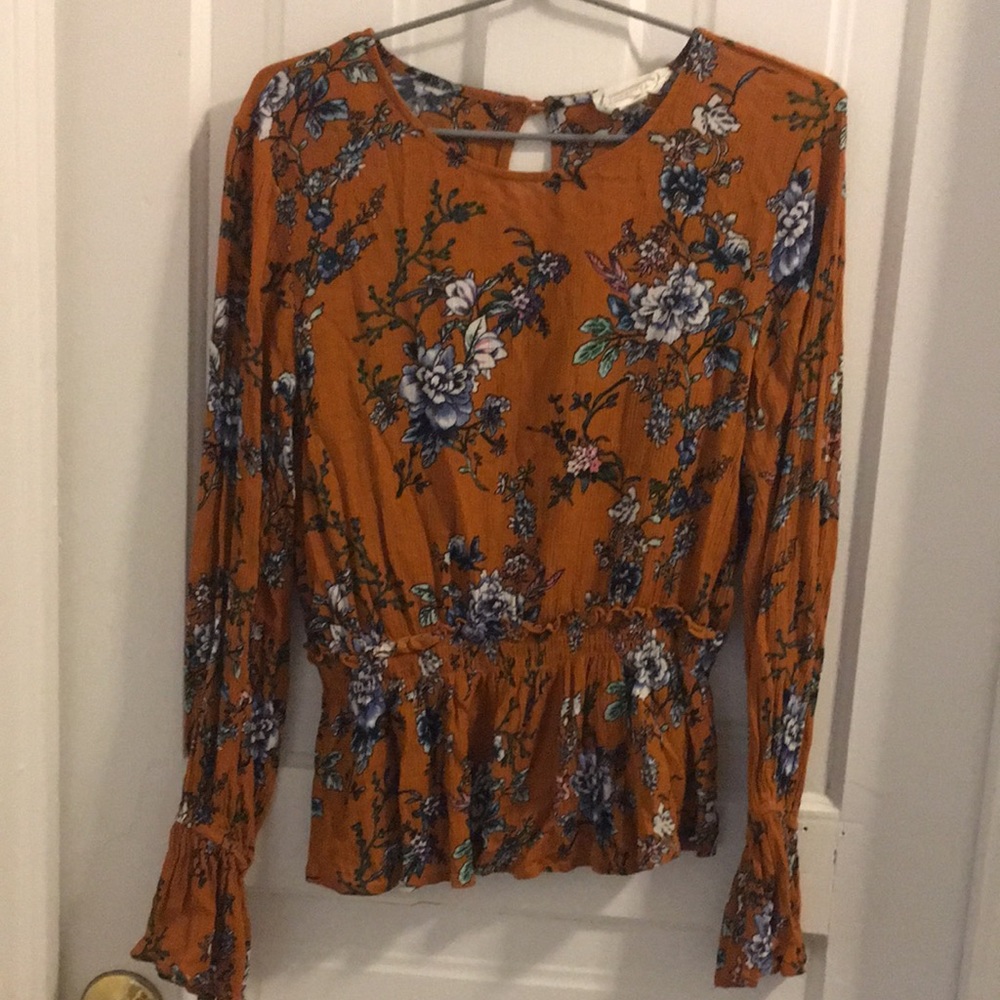 Orange Floral Blouse